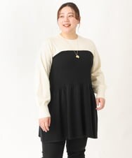 OLFBV27099 eur3(エウルキューブ) 【大きいサイズ】ビスチェ風ニット ブラック(94)