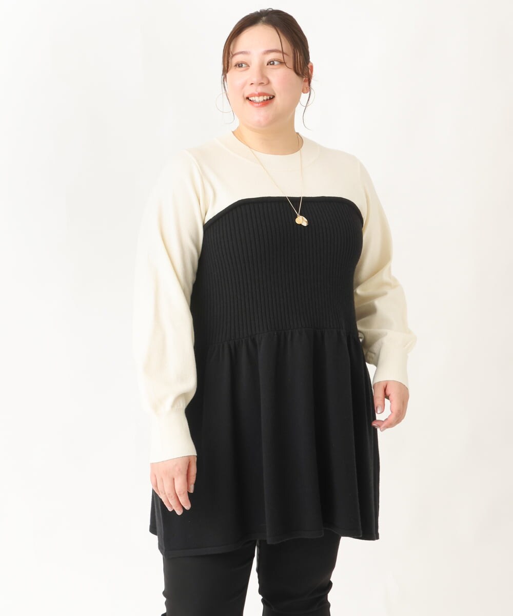 OLFBV27099 eur3(エウルキューブ) 【大きいサイズ】ビスチェ風ニット ブラック(94)