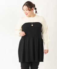 OLFBV27099 eur3(エウルキューブ) 【大きいサイズ】ビスチェ風ニット ブラック(94)