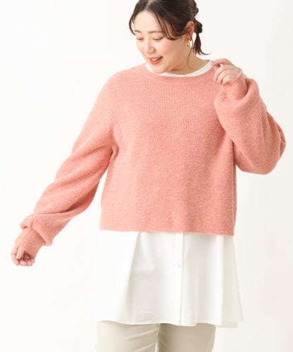 OLFBV90089 eur3 【WEB限定販売】【大きいサイズ】パフスリーブクロップド丈ニット