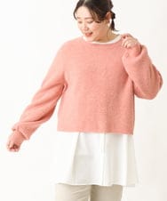 OLFBV90089 eur3(エウルキューブ) 【WEB限定販売】【大きいサイズ】パフスリーブクロップド丈ニット オレンジ(15)