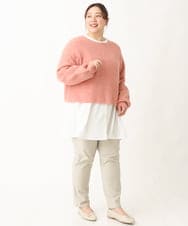 OLFBV90089 eur3(エウルキューブ) 【WEB限定販売】【大きいサイズ】パフスリーブクロップド丈ニット オレンジ(15)