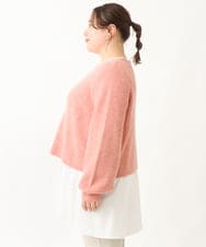 OLFBV90089 eur3(エウルキューブ) 【WEB限定販売】【大きいサイズ】パフスリーブクロップド丈ニット オレンジ(15)