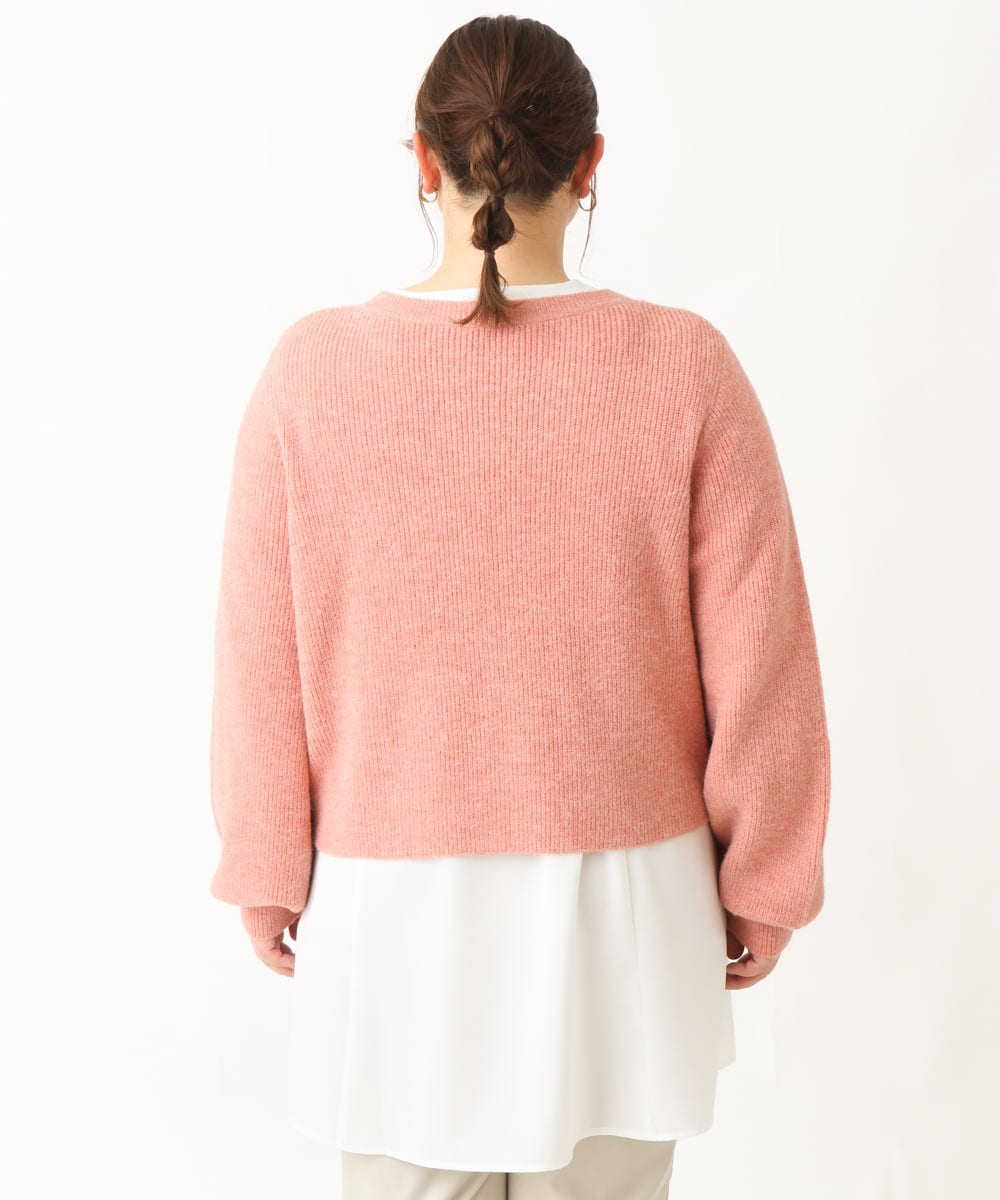 OLFBV90089 eur3(エウルキューブ) 【WEB限定販売】【大きいサイズ】パフスリーブクロップド丈ニット オレンジ(15)