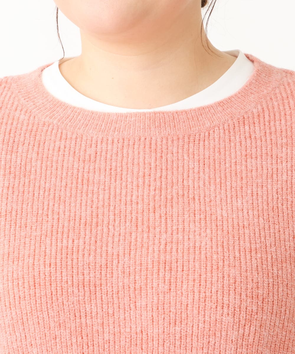 OLFBV90089 eur3(エウルキューブ) 【WEB限定販売】【大きいサイズ】パフスリーブクロップド丈ニット オレンジ(15)