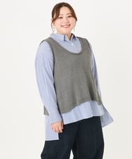 OLFCA02079 eur3(エウルキューブ) 【大きいサイズ】テープヤーンニットベスト ダークグレー(93)