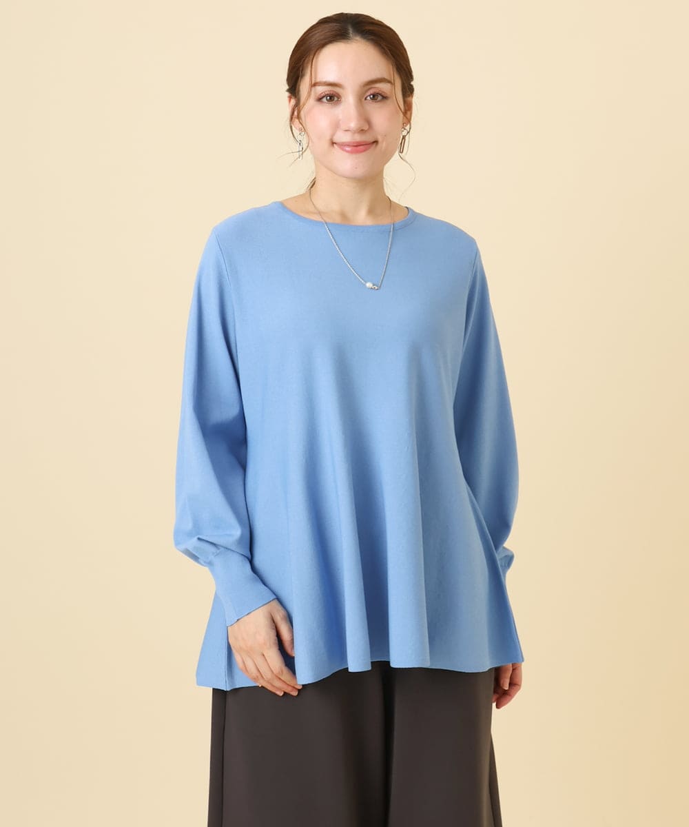 OLFCD01089 eur3(エウルキューブ) 【大きいサイズ】ペプラムニット ライトブルー(50)