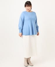 OLFCD01089 eur3(エウルキューブ) 【大きいサイズ】ペプラムニット ライトブルー(50)