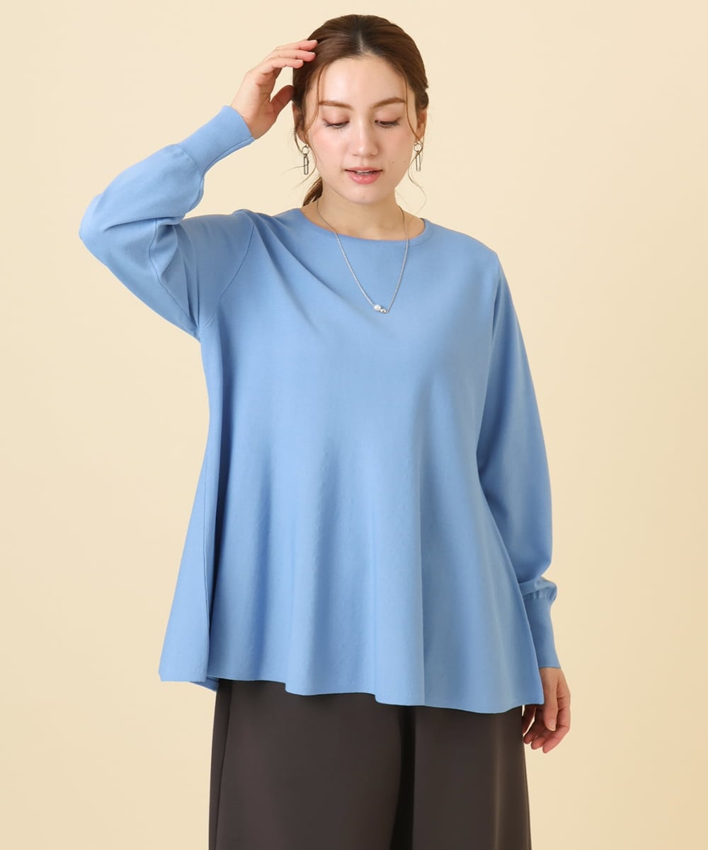 OLFCD01089 eur3(エウルキューブ) 【大きいサイズ】ペプラムニット ライトブルー(50)