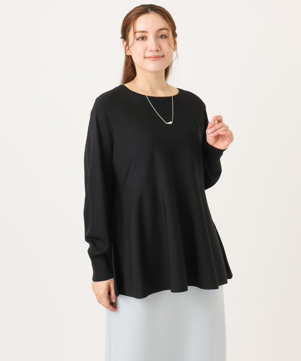 OLFCD01089 eur3(エウルキューブ) 【大きいサイズ】ペプラムニット ブラック(94)