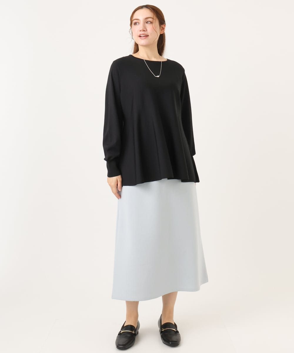 OLFCD01089 eur3(エウルキューブ) 【大きいサイズ】ペプラムニット ブラック(94)