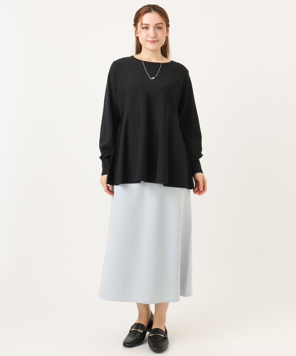 OLFCD01089 eur3(エウルキューブ) 【大きいサイズ】ペプラムニット ブラック(94)