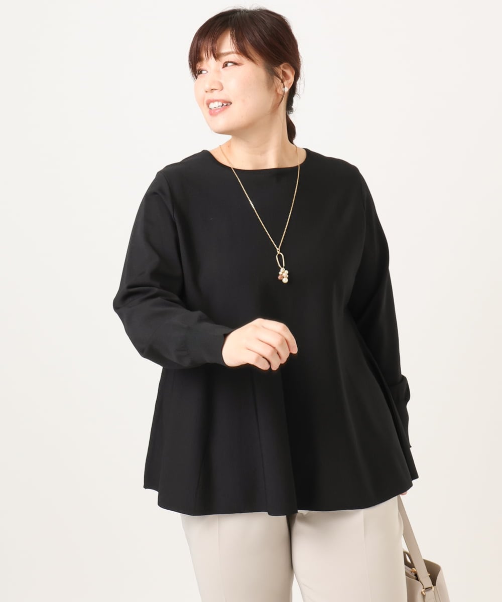 OLFCD01089 eur3(エウルキューブ) 【大きいサイズ】ペプラムニット ブラック(94)