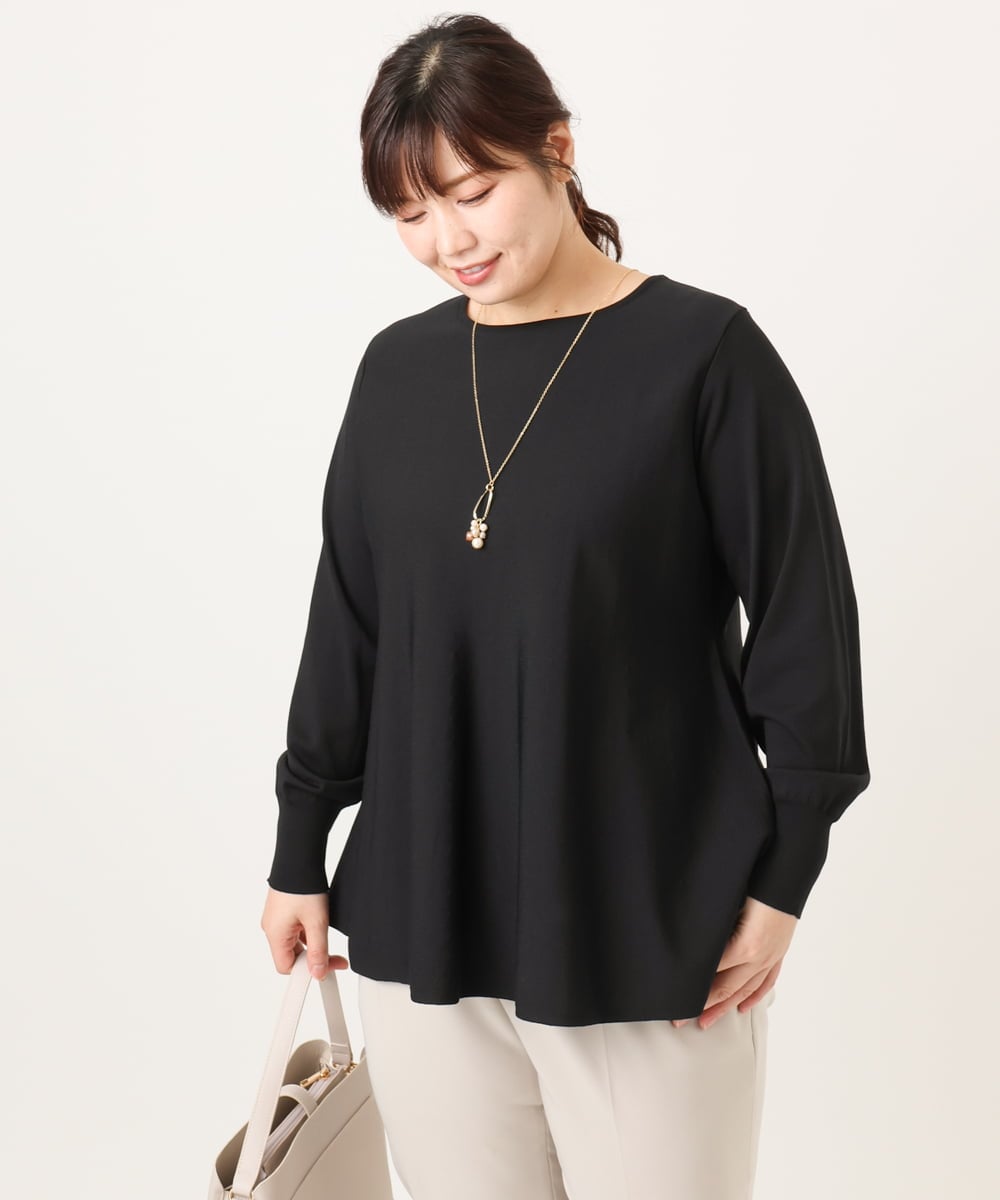 OLFCD01089 eur3(エウルキューブ) 【大きいサイズ】ペプラムニット ブラック(94)