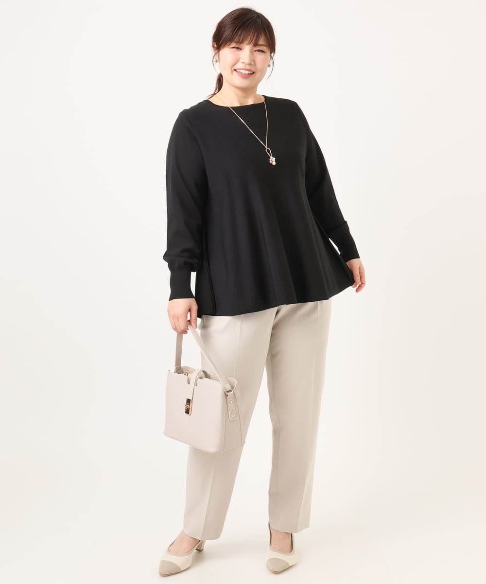 OLFCD01089 eur3(エウルキューブ) 【大きいサイズ】ペプラムニット ブラック(94)