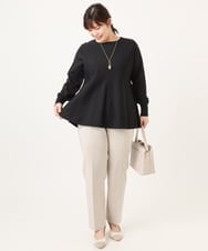 OLFCD01089 eur3(エウルキューブ) 【大きいサイズ】ペプラムニット ブラック(94)