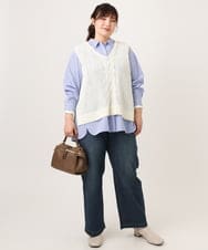 OLFCD02089 eur3(エウルキューブ) 【大きいサイズ】テープヤーンニットベスト アイボリー(80)