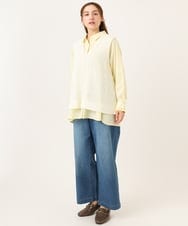 OLFCD02089 eur3(エウルキューブ) 【大きいサイズ】テープヤーンニットベスト アイボリー(80)