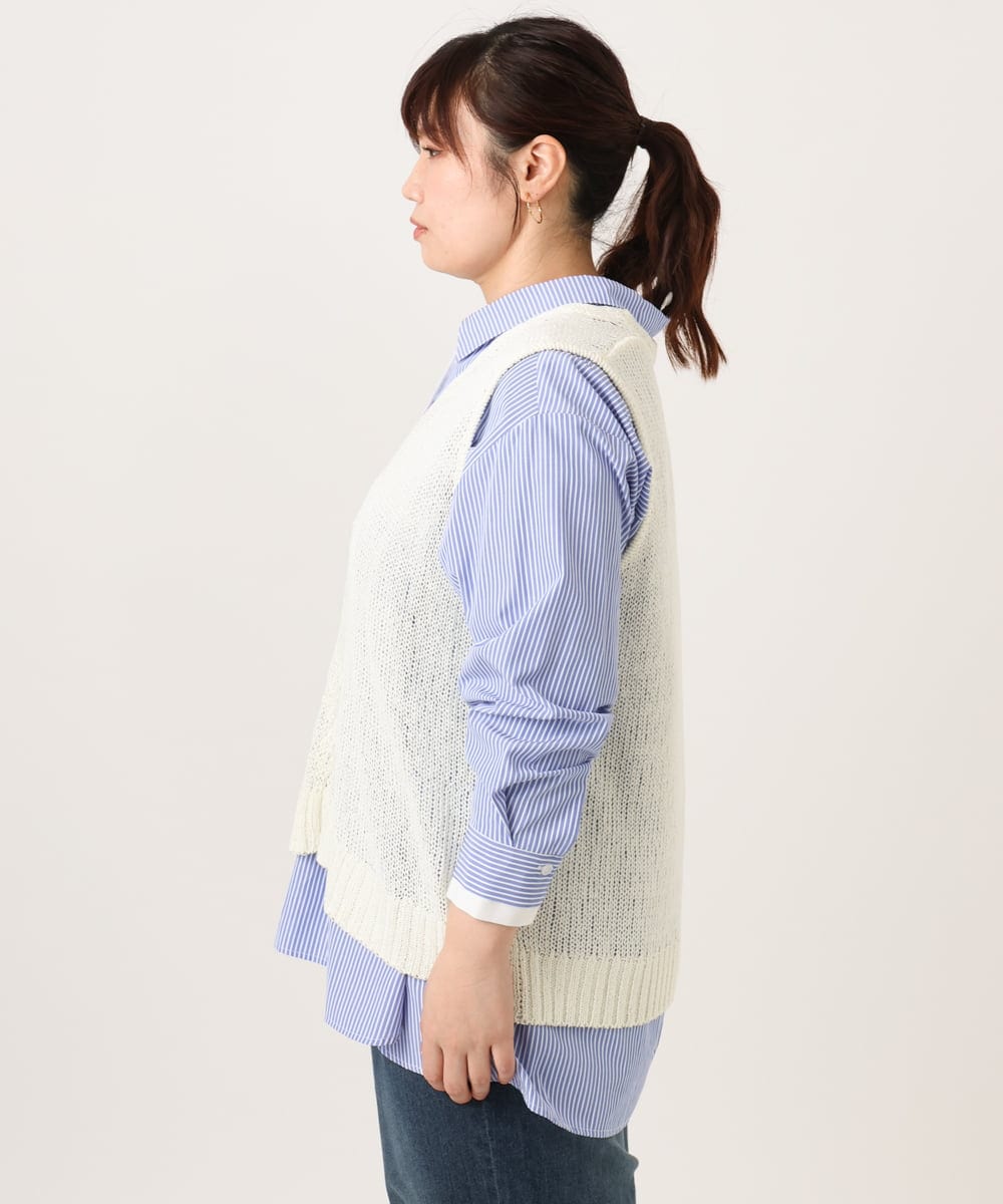 OLFCD02089 eur3(エウルキューブ) 【大きいサイズ】テープヤーンニットベスト アイボリー(80)