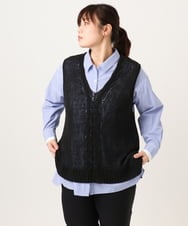 OLFCD02089 eur3(エウルキューブ) 【大きいサイズ】テープヤーンニットベスト ブラック(94)