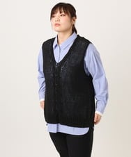 OLFCD02089 eur3(エウルキューブ) 【大きいサイズ】テープヤーンニットベスト ブラック(94)