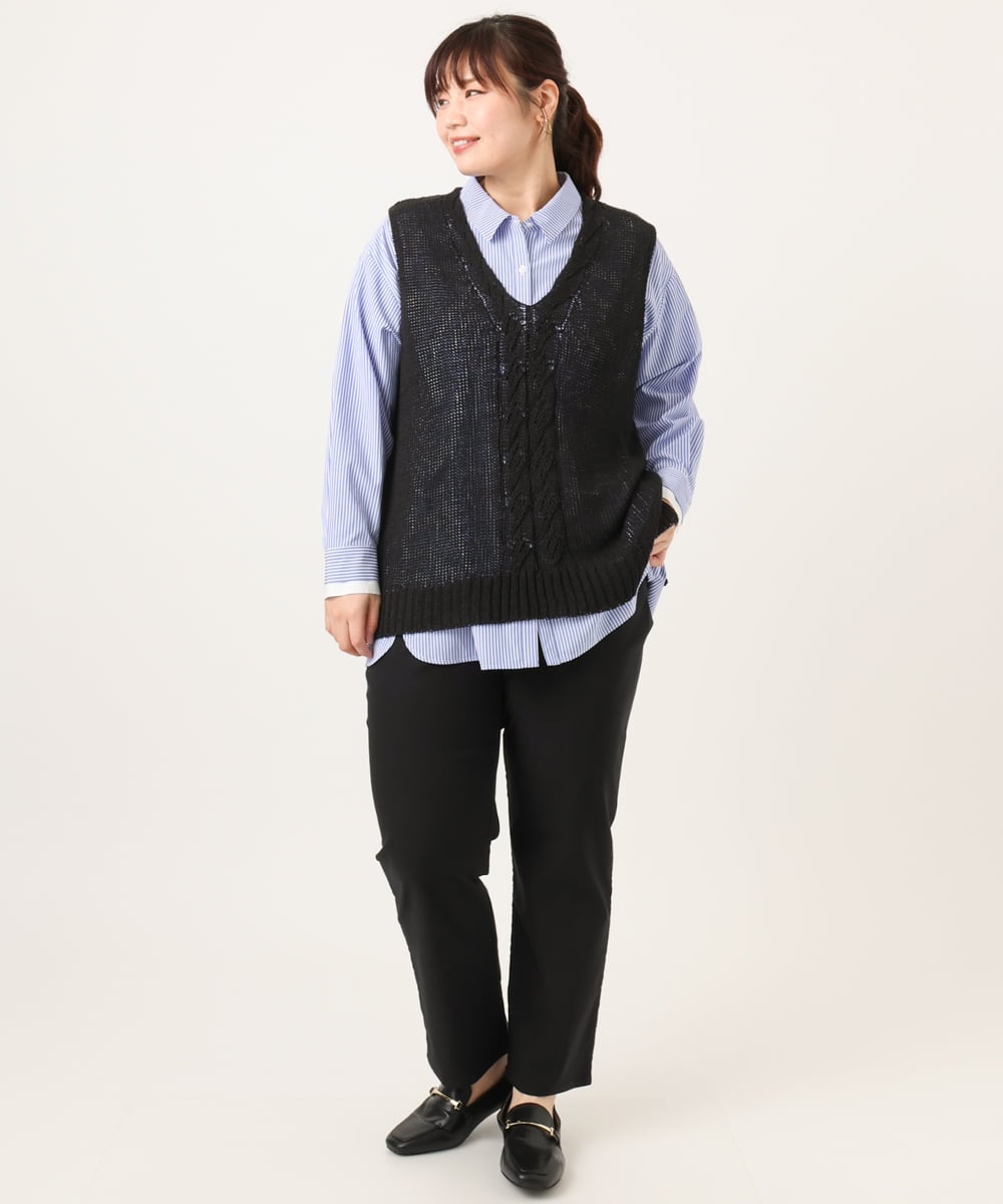 OLFCD02089 eur3(エウルキューブ) 【大きいサイズ】テープヤーンニットベスト ブラック(94)