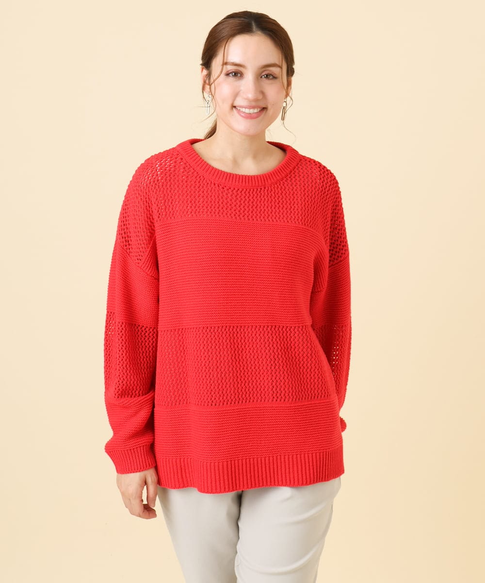 OLFCD03074 eur3(エウルキューブ) 【大きいサイズ/a.v.v×eur3】メッシュニット レッド(05)