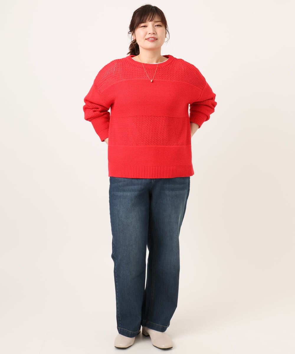 OLFCD03074 eur3(エウルキューブ) 【大きいサイズ/a.v.v×eur3】メッシュニット レッド(05)