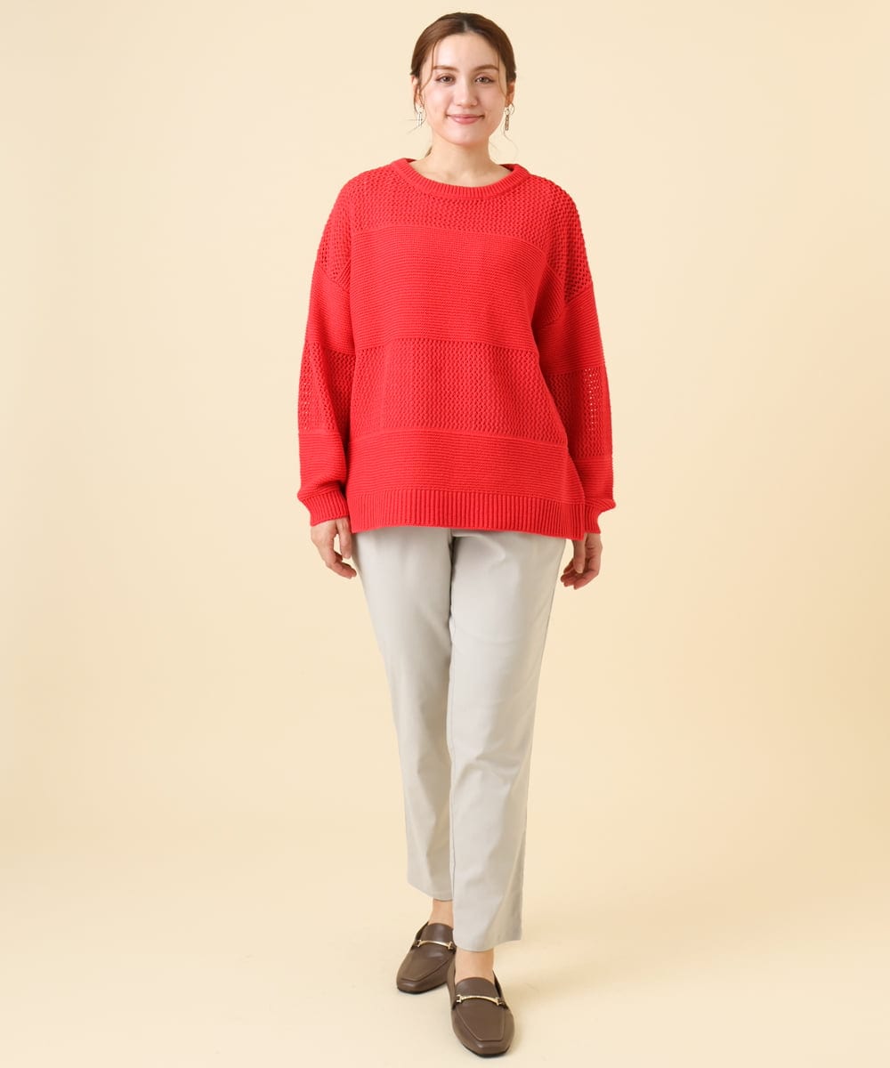 OLFCD03074 eur3(エウルキューブ) 【大きいサイズ/a.v.v×eur3】メッシュニット レッド(05)