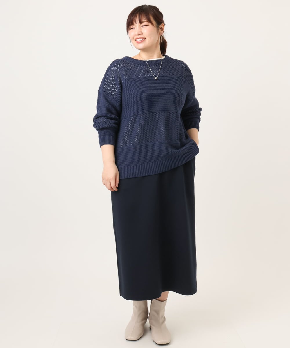 OLFCD03074 eur3(エウルキューブ) 【大きいサイズ/a.v.v×eur3】メッシュニット ネイビー(57)