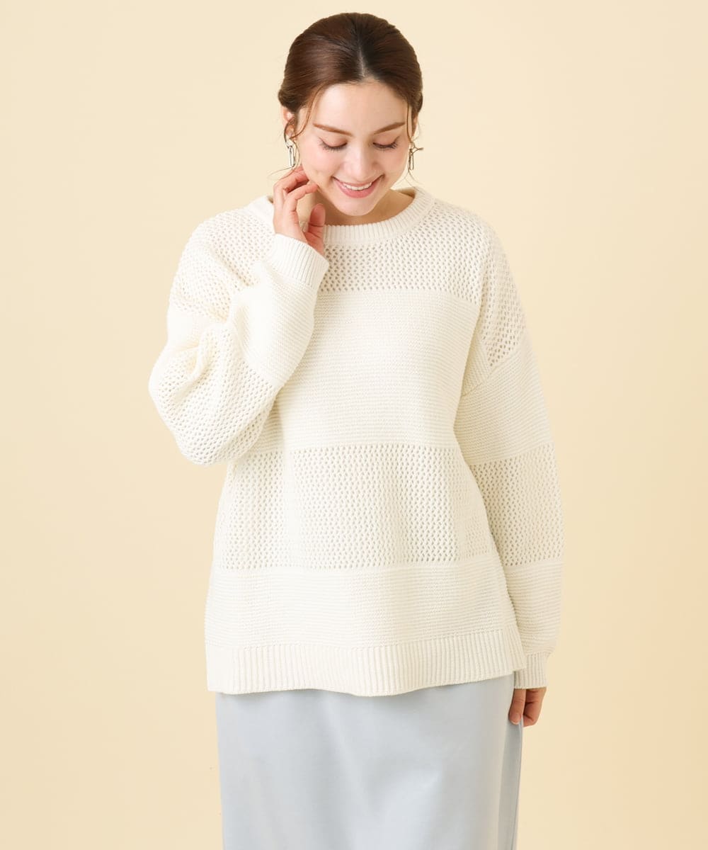 OLFCD03074 eur3(エウルキューブ) 【大きいサイズ/a.v.v×eur3】メッシュニット アイボリー(80)