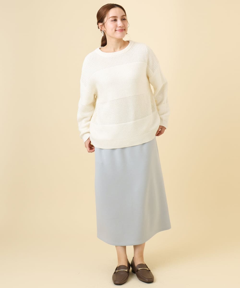 OLFCD03074 eur3(エウルキューブ) 【大きいサイズ/a.v.v×eur3】メッシュニット アイボリー(80)
