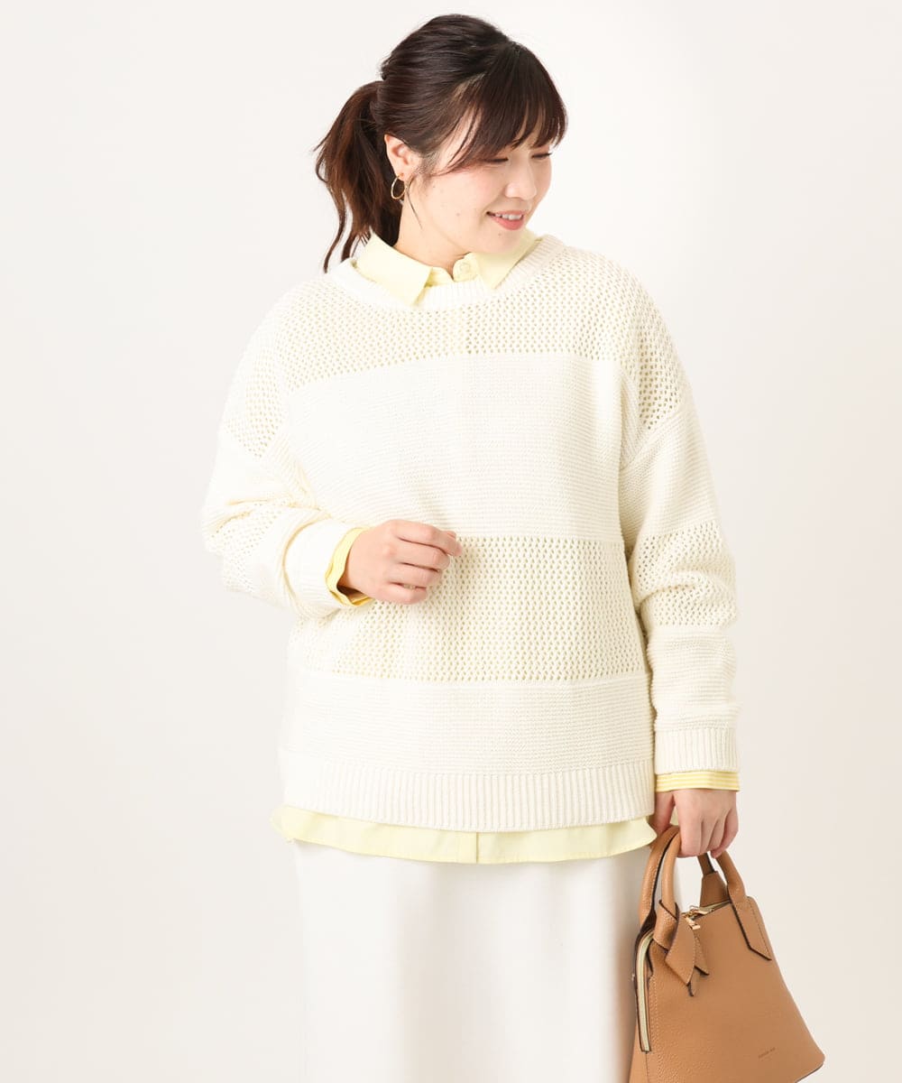 OLFCD03074 eur3(エウルキューブ) 【大きいサイズ/a.v.v×eur3】メッシュニット アイボリー(80)