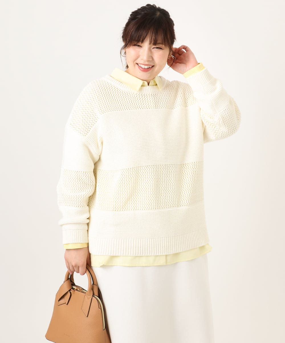 OLFCD03074 eur3(エウルキューブ) 【大きいサイズ/a.v.v×eur3】メッシュニット アイボリー(80)