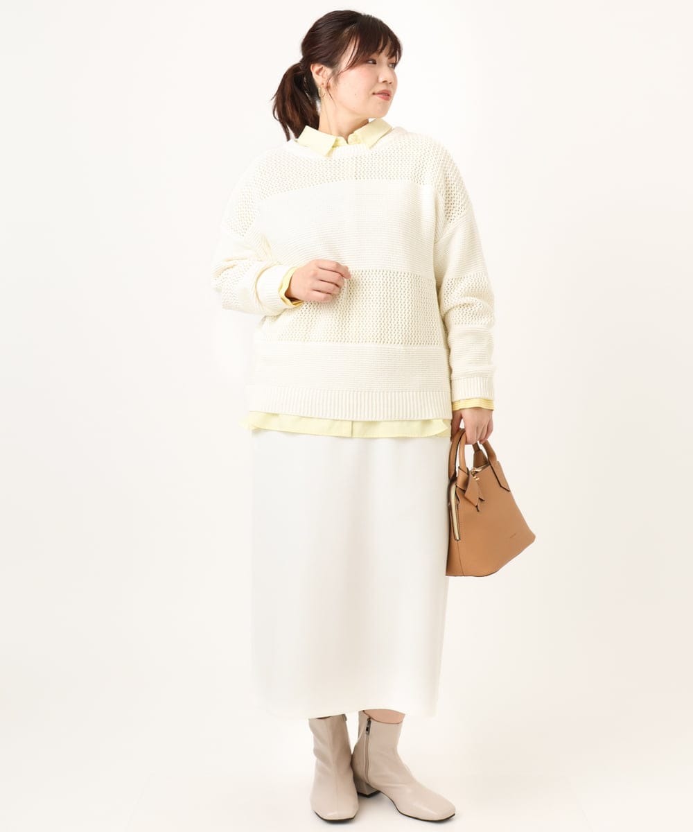 OLFCD03074 eur3(エウルキューブ) 【大きいサイズ/a.v.v×eur3】メッシュニット アイボリー(80)