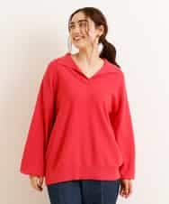 OLFCP02080 eur3(エウルキューブ) 【大きいサイズ】衿付きカラーニット レッド(05)