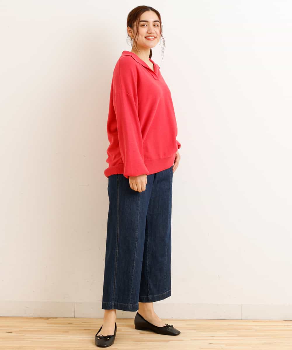 OLFCP02080 eur3(エウルキューブ) 【大きいサイズ】衿付きカラーニット レッド(05)