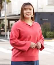 OLFCP02080 eur3(エウルキューブ) 【大きいサイズ】衿付きカラーニット レッド(05)