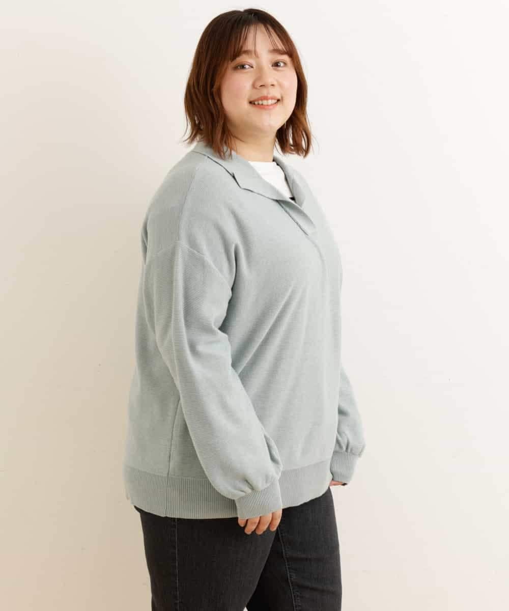 OLFCP02080 eur3(エウルキューブ) 【大きいサイズ】衿付きカラーニット グリーン(30)