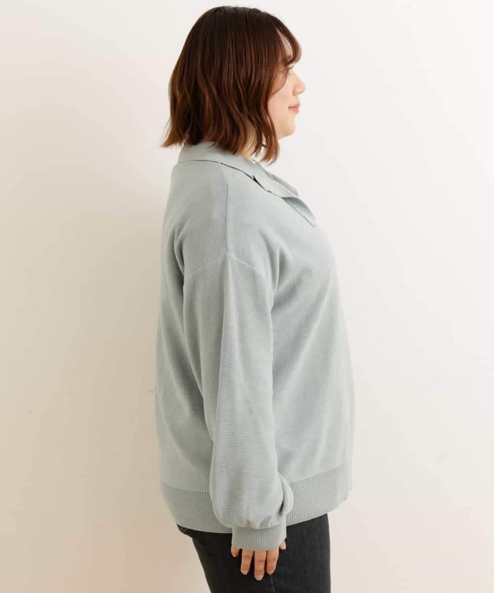 OLFCP02080 eur3(エウルキューブ) 【大きいサイズ】衿付きカラーニット グリーン(30)