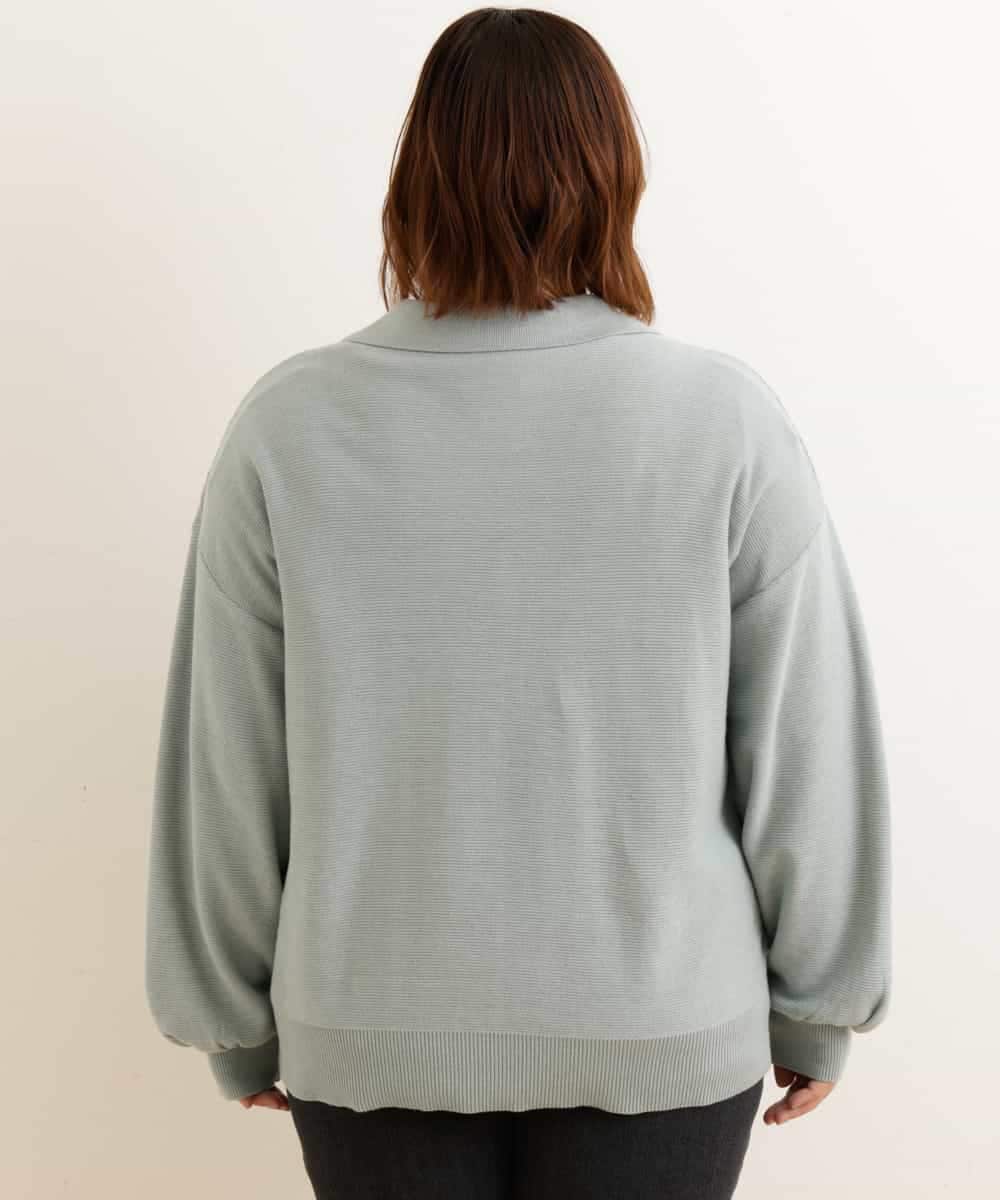 OLFCP02080 eur3(エウルキューブ) 【大きいサイズ】衿付きカラーニット グリーン(30)