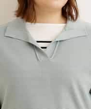 OLFCP02080 eur3(エウルキューブ) 【大きいサイズ】衿付きカラーニット グリーン(30)