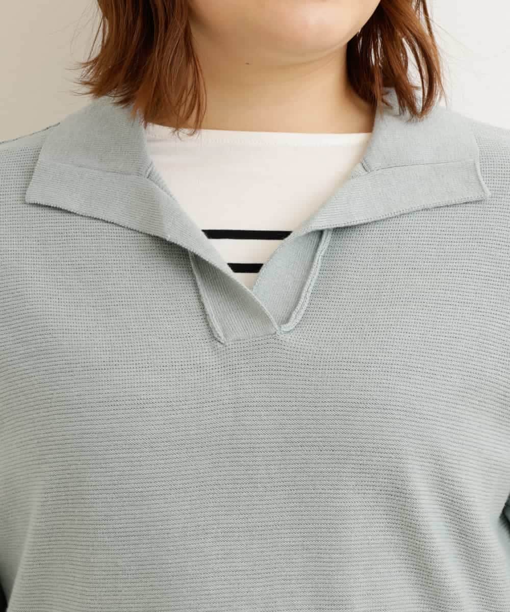 OLFCP02080 eur3(エウルキューブ) 【大きいサイズ】衿付きカラーニット グリーン(30)