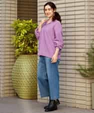 OLFCP02080 eur3(エウルキューブ) 【大きいサイズ】衿付きカラーニット パープル(63)（WEB限定カラー）