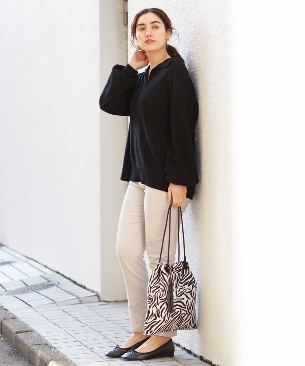 OLFCP02080 eur3(エウルキューブ) 【大きいサイズ】衿付きカラーニット ブラック(94)（WEB限定カラー）