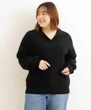 OLFCP02080 eur3(エウルキューブ) 【大きいサイズ】衿付きカラーニット ブラック(94)（WEB限定カラー）