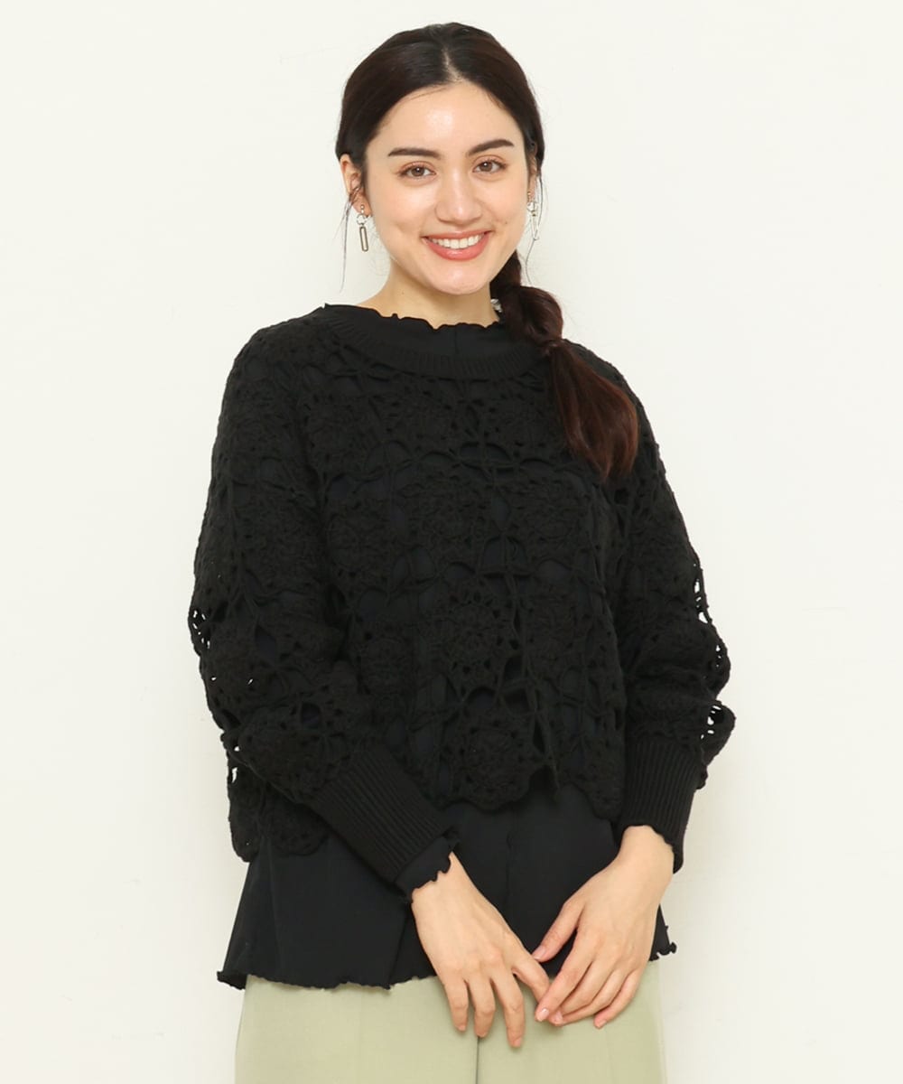 OLFCS01090 eur3(エウルキューブ) 【大きいサイズ】クロシェニット ブラック(94)