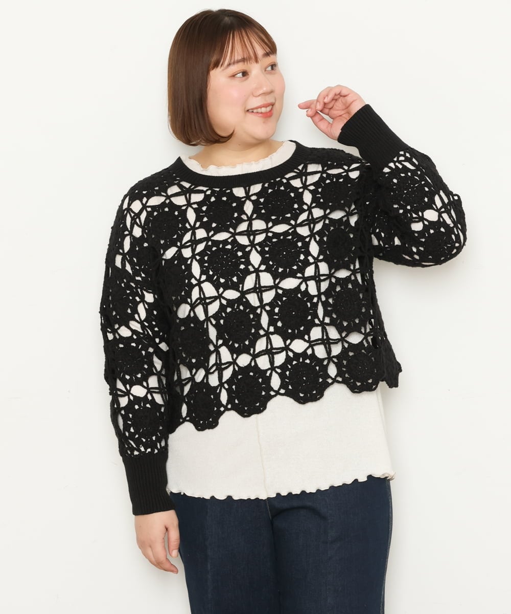 OLFCS01090 eur3(エウルキューブ) 【大きいサイズ】クロシェニット ブラック(94)