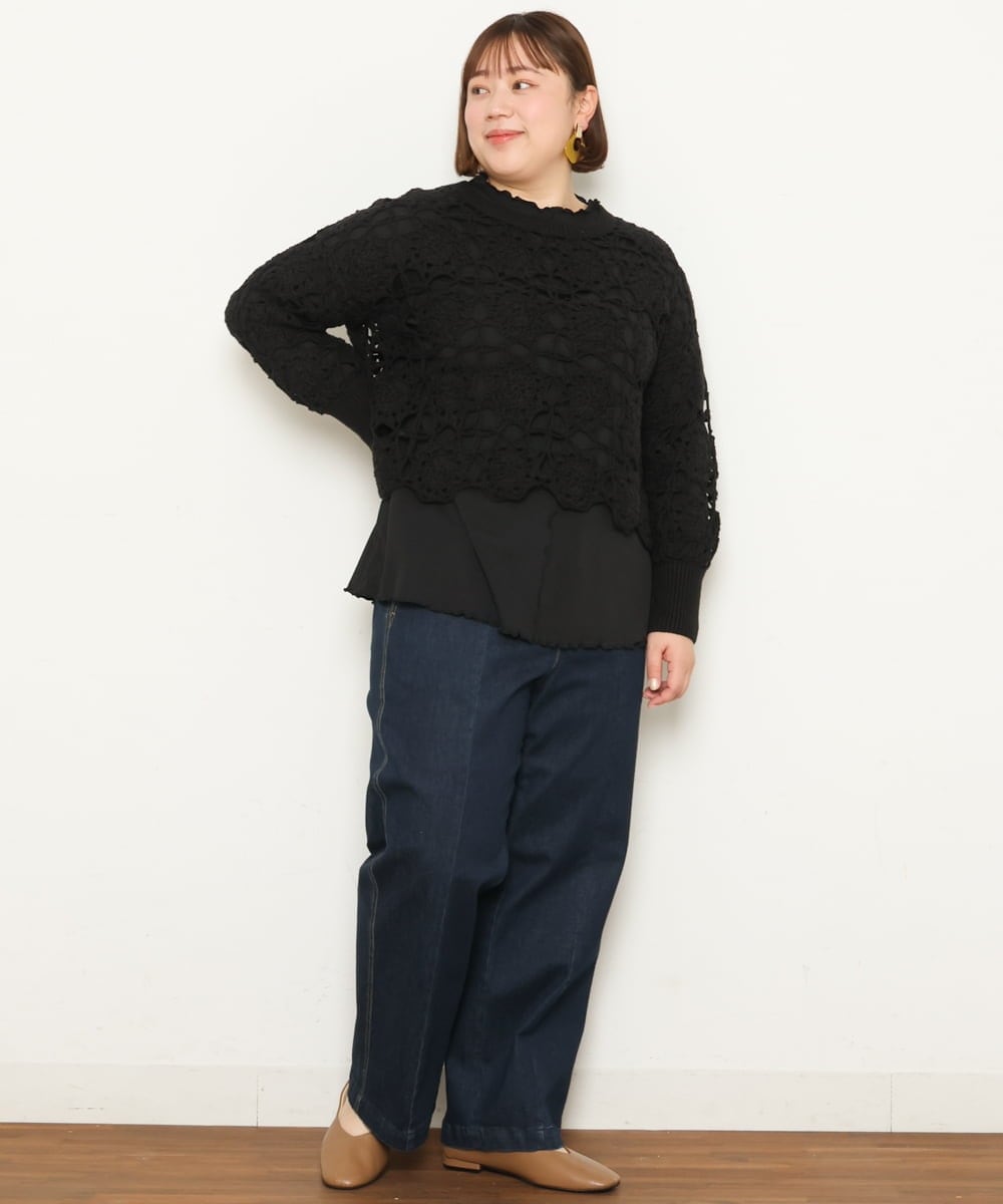 OLFCS01090 eur3(エウルキューブ) 【大きいサイズ】クロシェニット ブラック(94)