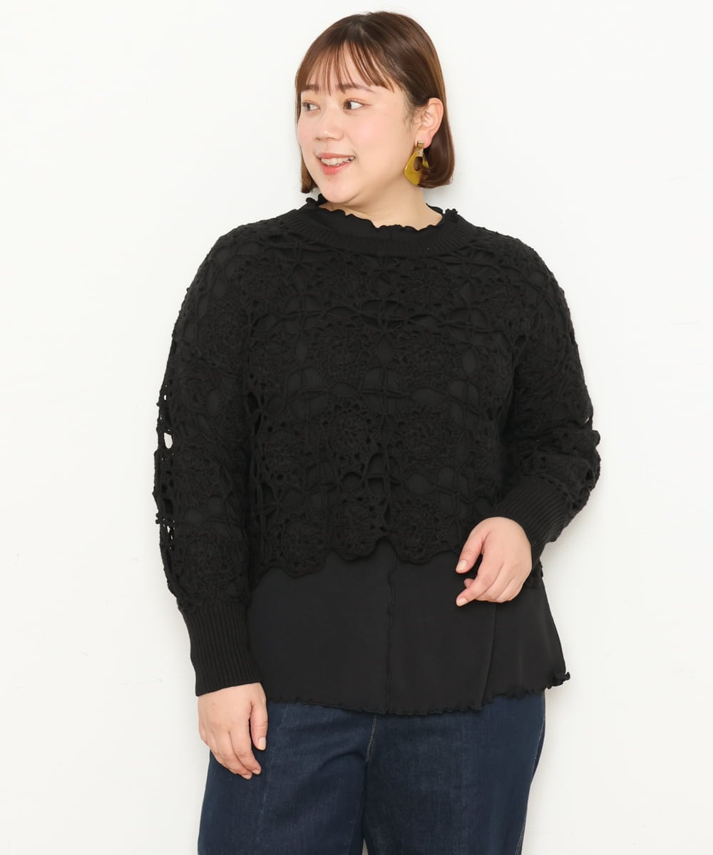 OLFCS01090 eur3(エウルキューブ) 【大きいサイズ】クロシェニット ブラック(94)